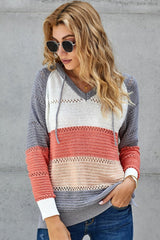 Fashion Patchwork Knitting Hoodie