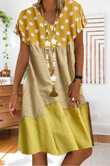 Fashion Polka Dot Print Stitching Plus Size Dress