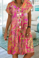 Fashion Reglar Print V Neck Dress