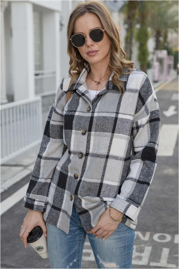 Fashion Regular Plaid Loose Shirt Coat