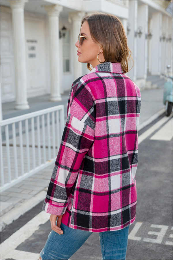 Fashion Regular Plaid Loose Shirt Coat