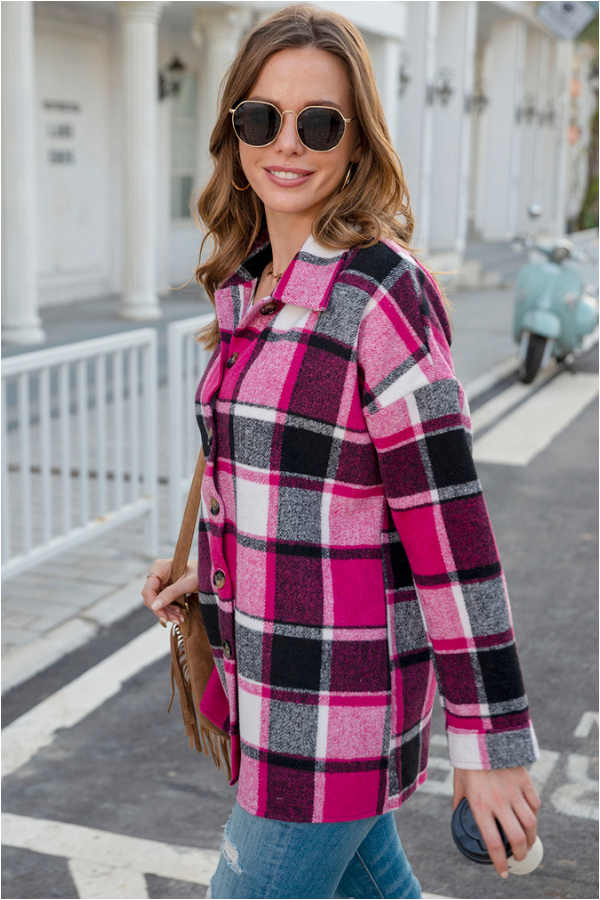 Fashion Regular Plaid Loose Shirt Coat