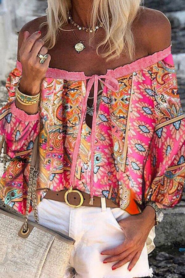 Fashion Regular Print Chiffon Blouse