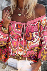 Fashion Regular Print One Neck Chiffon Blouse