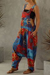 Fashion Retro Printed Loose Jumpsuits