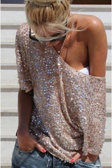 Fashion Sequin Plus Size Loose Top