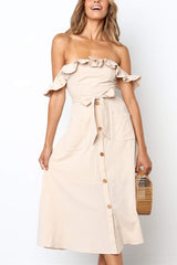 Fashion Sexy Ruffle Blackless Dress