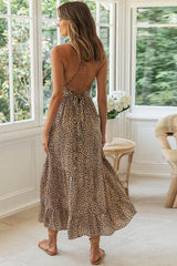 Fashion Sexy Sling Print Lace Up Dress