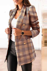 Fashion Slim Plaid Printed Design Coat