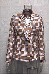 Fashion Slim Plaid Printed Design Coat