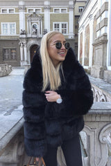 Fashion Solid Color Thickened Imitation Rabbit Fur Coat