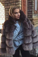 Fashion Solid Color Thickened Imitation Rabbit Fur Coat