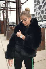 Fashion Solid Color Thickened Imitation Rabbit Fur Coat