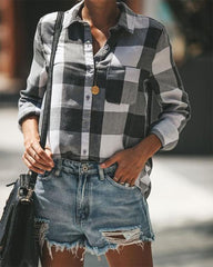 Classic Single Breasted Plaid Shirt