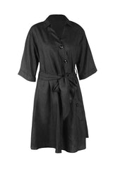 Tie Waist Button Down Elegant Shirt Dress 3/4 Sleeve Casual Dress