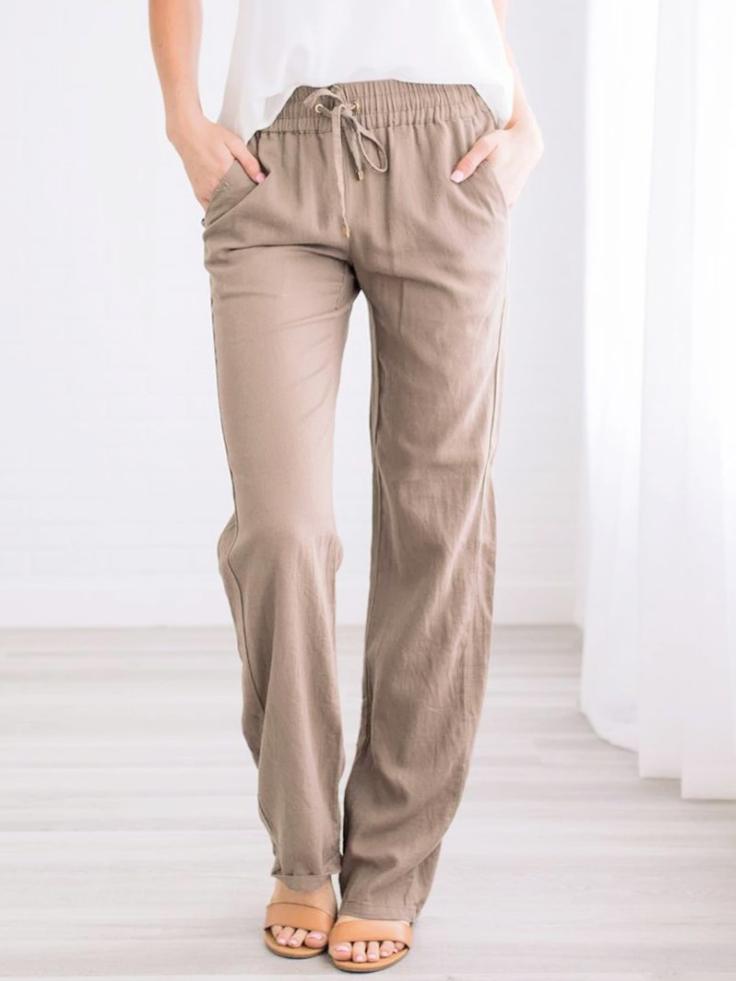 Pockets Drawstring Solid Loose Casual Fall Pants(6 Colors)