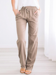 Pockets Drawstring Solid Loose Casual Fall Pants(6 Colors)