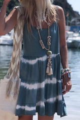 Tie Dye Print Sleeveless Mini Dress