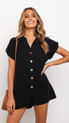 Black Button Down Romper