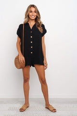 Black Button Down Romper