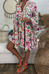 Bohemia Ruffle Hem Floral Printed Dress