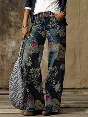 Retro Denim Straight Wide Leg Pants