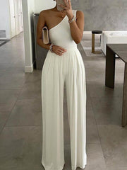 Ruched Plain Wide Leg Pants