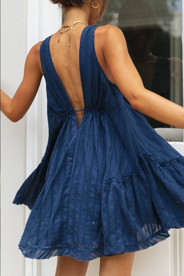 Sexy Backless V Neck Irregular Dresses