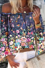 Sexy Colorful Print One Neck Chiffon Blouse