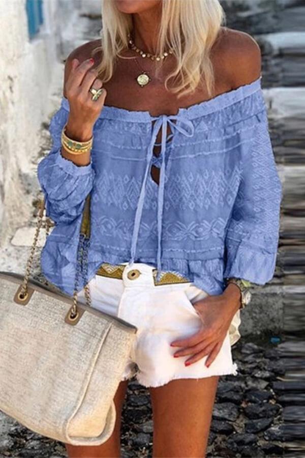 Sexy Off The Shoulder Regular Print Blouse