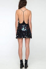 Sexy Sequin V Neck Backless Mini Dress