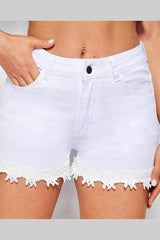 Sexy Slim Lace Stitching Denim Shorts