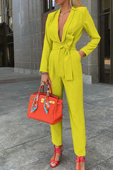 Sexy Solid Color Deep V Jumpsuit