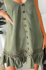 Sweet V Neck Lace Stitching Sling Dress