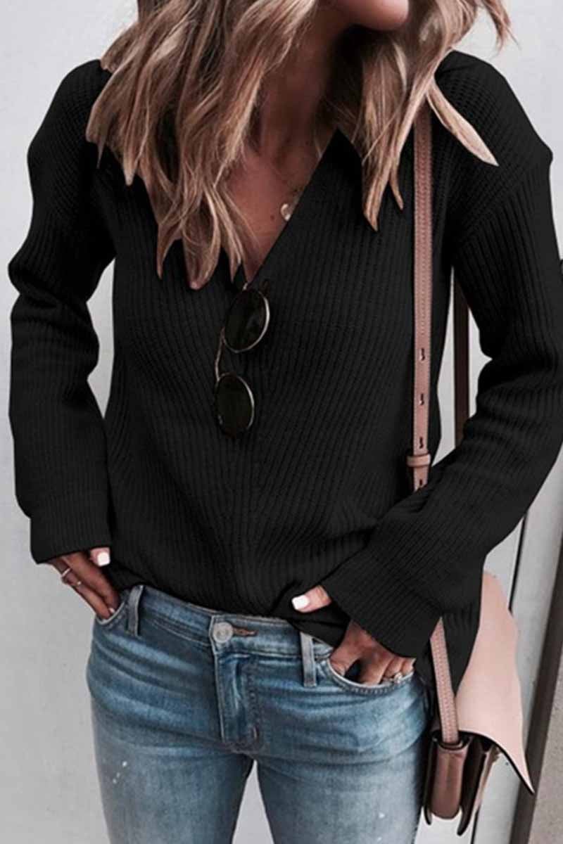 Sexy Fashion V-neck Knitted Sweater(5 Colors)