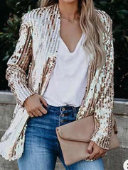 Women's Blazers Fashion Sequin Lapel Long Sleeve Blazer