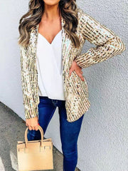 Women's Blazers Fashion Sequin Lapel Long Sleeve Blazer