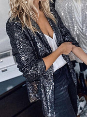 Women's Blazers Fashion Sequin Lapel Long Sleeve Blazer