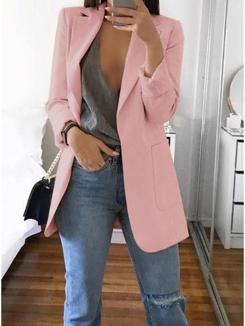 Women's Blazers Lapel Slim Pocket Temperament Blazer