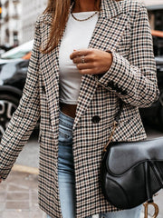 Women's Blazers Plaid Print Lapel Small Blazer