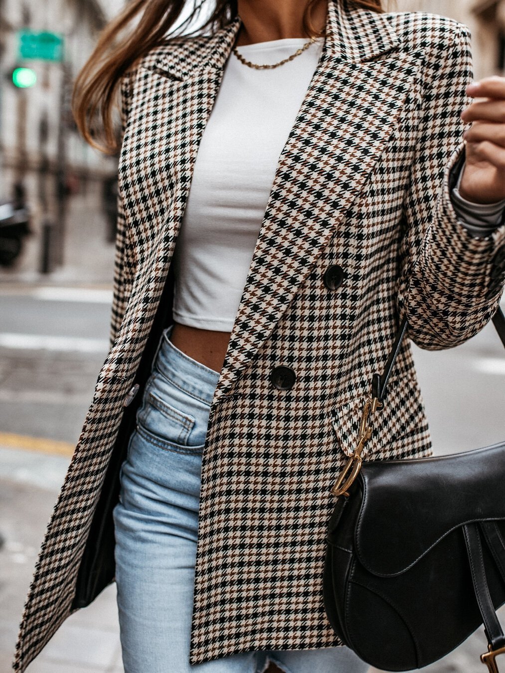 Women's Blazers Plaid Print Lapel Small Blazer