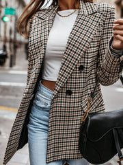 Women's Blazers Plaid Print Lapel Small Blazer