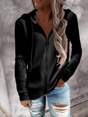 Women's Hoodies Casual Zip Cardigan Long Sleeve Knit Hoodie