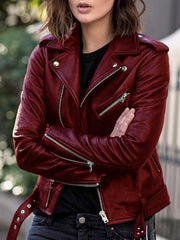 Women's Jackets Cool Zip Crop Slim Leather Jacket