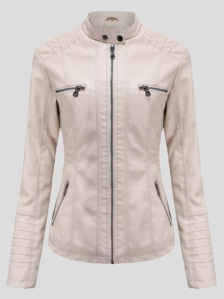 Women's Jackets Hooded Zipper Detachable Pu Leather Jacket