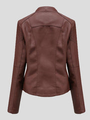 Women's Jackets Short Slim Leather Motorcycle Jacket