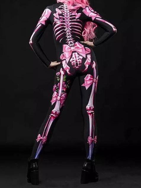 Women's Jumpsuit Halloween Skull Skeleton Print Jumpsuit