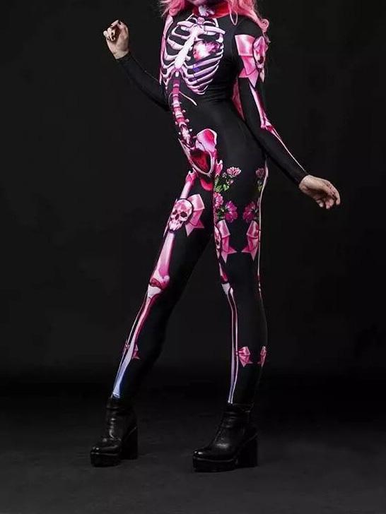 Women's Jumpsuit Halloween Skull Skeleton Print Jumpsuit