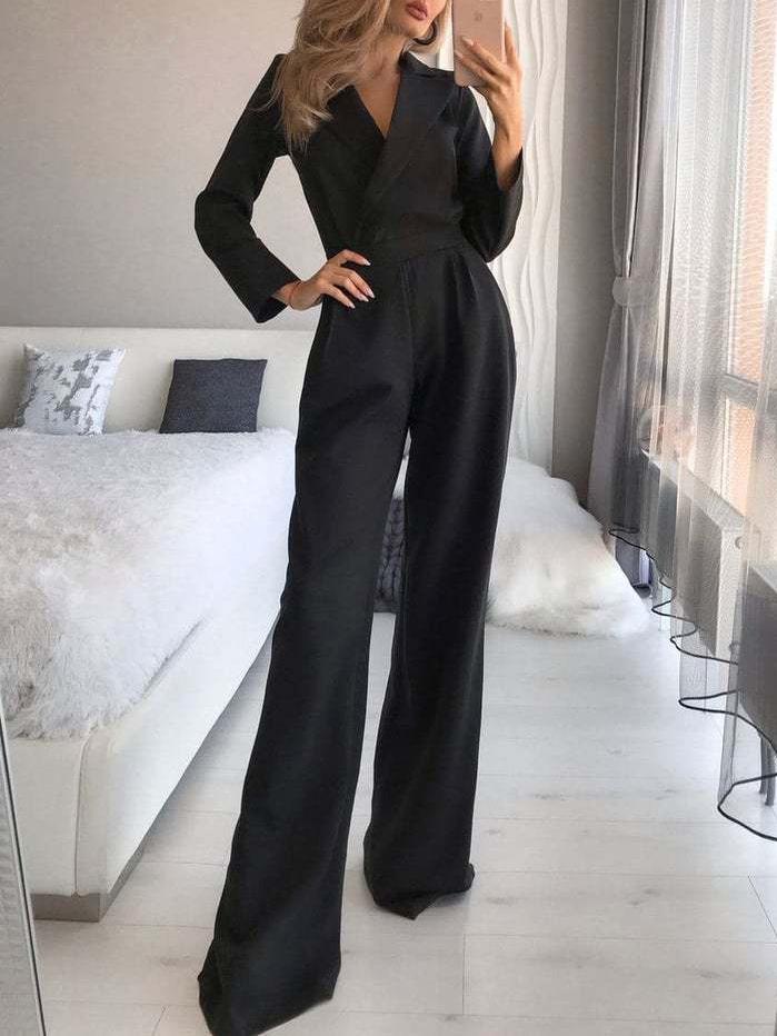 Women's Jumpsuits Solid Long Sleeve Slim Fit Jumpsuit