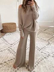 Women's Sets Pure Long Sleeve Casual Two-Piece Suit